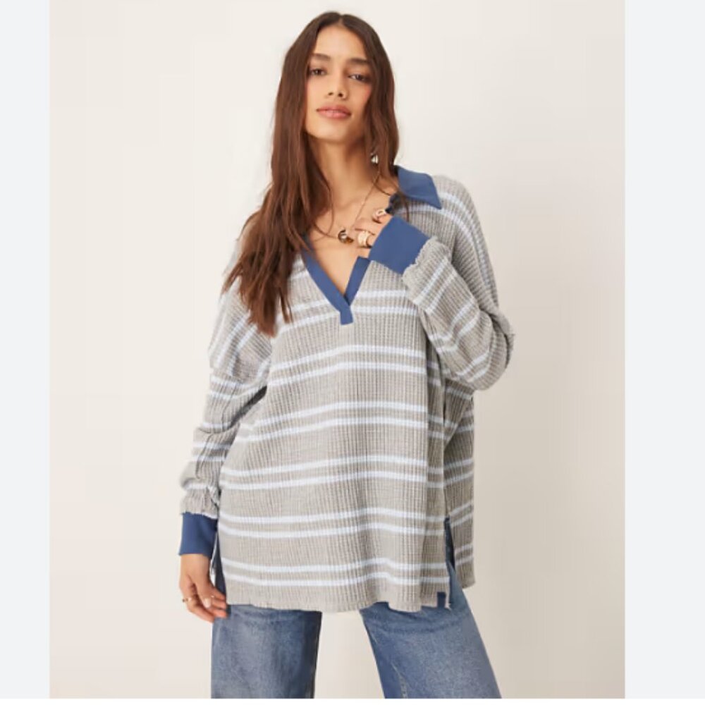 new FREE PEOPLE We The Free Travis Polo/Ivory 2j4